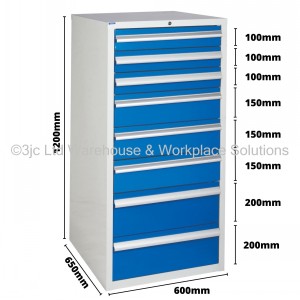 Euroslide Storage Cabinet 8 Drawer 1200mm Type 1